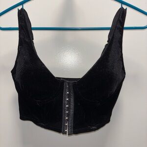Black Velvet Corset Top- Size Large